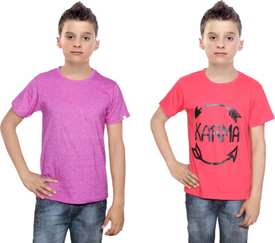 

IndiWeaves Boys Printed Cotton T Shirt(Multicolor, Pack of 2, Pink;red