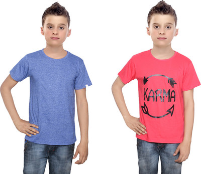 

IndiWeaves Boys Printed Cotton T Shirt(Multicolor, Pack of 2, Blue;red