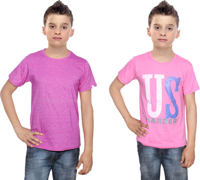 

IndiWeaves Boys Printed Cotton T Shirt(Multicolor, Pack of 2, Pink