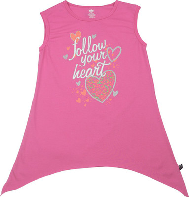 

612 League Girls Casual Cotton A-line Top(Pink, Fuschia