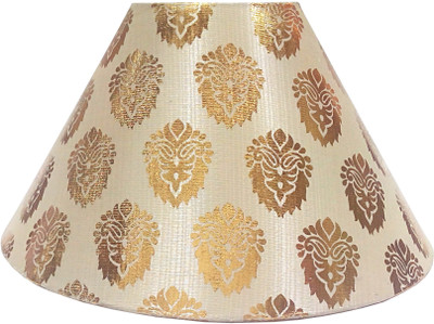 

RDC 10" Round Cream with Golden Designer Lamp Shade - B22 Holder Ring Size Table Lamps Lamp Shade(Cotton, Plastic)