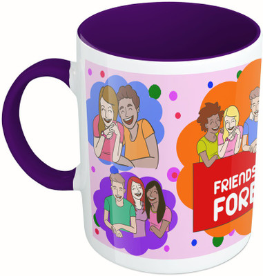 

MiiCreations Printed Two Tone Blue And White Friends Forever Ceramic Mug(325 ml), Multicolor