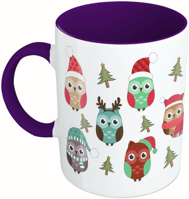 

MiiCreations Printed Two Tone Blue And White Merry Christmas Décor Ceramic Mug(325 ml), Multicolor