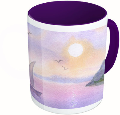 

MiiCreations Printed Two Tone Blue And White Water Colour Painting Ceramic Mug(325 ml), Multicolor