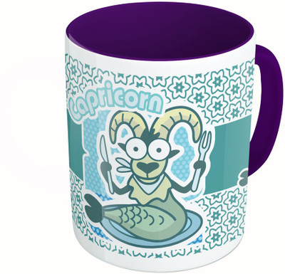 

MiiCreations Printed Two Tone Blue And White Zodiac Sign Capricorn Ceramic Mug(325 ml), Multicolor