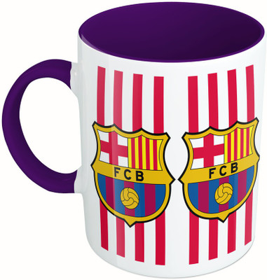 

MiiCreations Printed Two Tone Blue And White Barcelona Football Ceramic Mug(325 ml), Multicolor