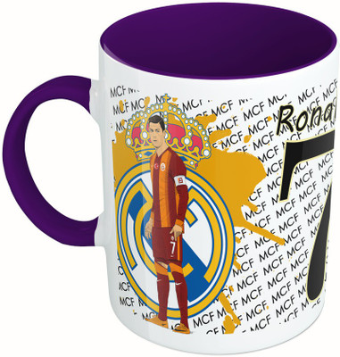 

MiiCreations Printed Two Tone Blue And White Ronaldo Ceramic Mug(325 ml), Multicolor