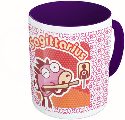 

MiiCreations Printed Two Tone Blue And White Zodiac Sign Sagittarius Ceramic Mug(325 ml), Multicolor