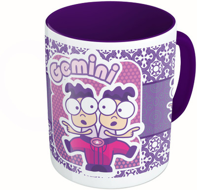

MiiCreations Printed Two Tone Blue And White Zodiac Sign Gemini Ceramic Mug(325 ml), Multicolor