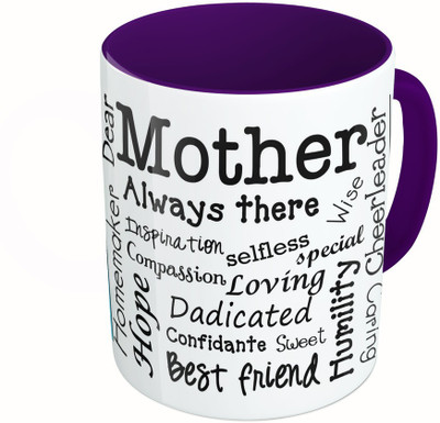 

MiiCreations Printed Two Tone Blue And White Mother's Day | Mother's Collarge Ceramic Mug(325 ml), Multicolor