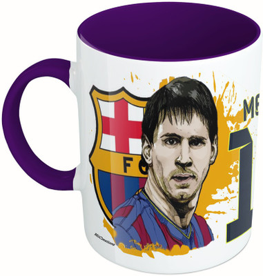 

MiiCreations Printed Two Tone Blue And White Messi Ceramic Mug(325 ml), Multicolor