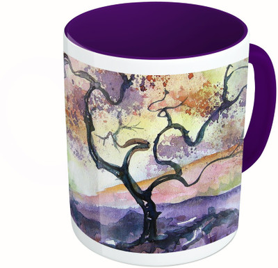 

MiiCreations Printed Two Tone Blue And White Water Colour Secenery Ceramic Mug(325 ml), Multicolor