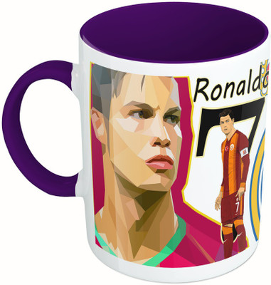 

MiiCreations Printed Two Tone Blue And White Ronaldo Football Team Ceramic Mug(325 ml), Multicolor
