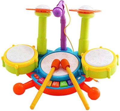 

vbenterprise Latest Dynamic Fun Beats Jazz Musical Drum Set With MIC Toys Children(Multicolor)