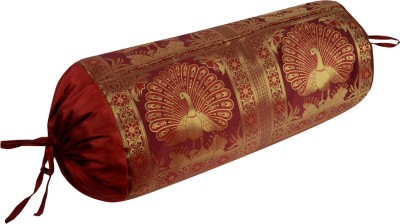 Lal Haveli Silk Bolsters Cover(38 cm*76 cm, Maroon)