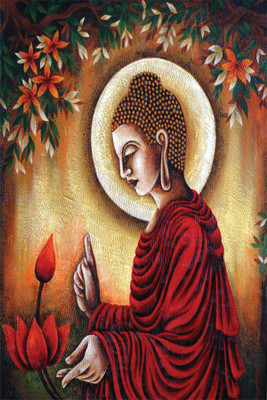 

RadhaKripa rad lotus budha Poster Paper Print(18 inch X 12 inch, Rolled)