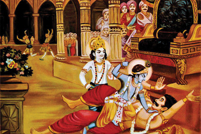 

RadhaKripa krishna killing kamsa Poster Paper Print(18 inch X 12 inch, Rolled)