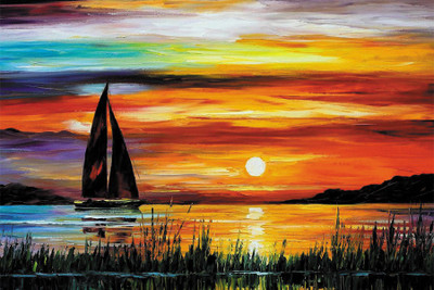 

RadhaKripa sunset sea boat Poster Paper Print(18 inch X 12 inch, Rolled)