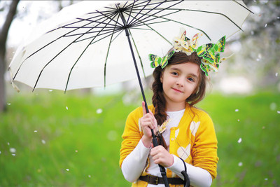 

RadhaKripa cute baby in umbrella Paper Print(18 inch X 12 inch, Rolled)