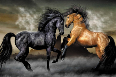

RadhaKripa two horse Paper Print(18 inch X 12 inch, Rolled)