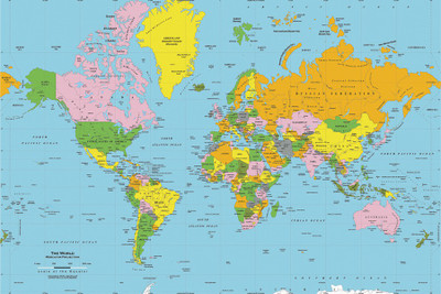 

RadhaKripa world poltical map Poster Paper Print(18 inch X 12 inch, Rolled)