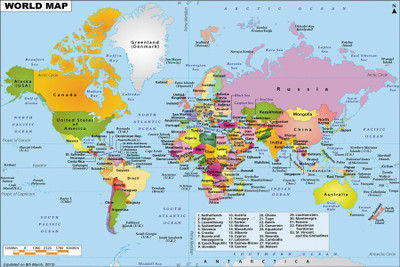 

RadhaKripa world political map Poster Paper Print(18 inch X 12 inch, Rolled)