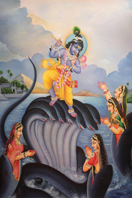 

RadhaKripa lord krishna on snake Poster Paper Print(18 inch X 12 inch, Rolled)