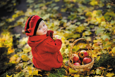 

RadhaKripa cute Baby eating Apple Poster Paper Print(18 inch X 12 inch, Rolled)