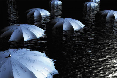 

umbrella under water Paper Print(18 inch X 12 inch, Rolled)