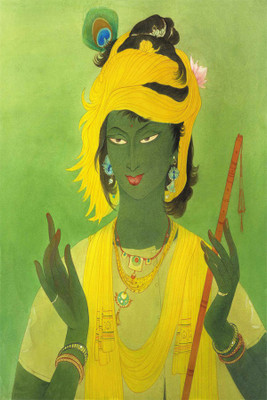 

RadhaKripa Young Krishna yellow Poster Paper Print(18 inch X 12 inch, Rolled)