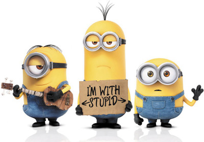 

RadhaKripa minion I am With Stupid Poster Paper Print(18 inch X 12 inch, Rolled)