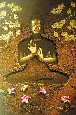 

RadhaKripa buddha with lotus Poster Paper Print(18 inch X 12 inch, Rolled)