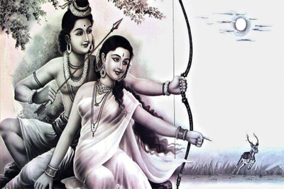 

RadhaKripa lord ram and sita Poster Paper Print(18 inch X 12 inch, Rolled)