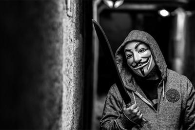 

guy fawkes mask machete Paper Print(18 inch X 12 inch, Rolled)