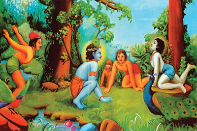 

RadhaKripa lord krishna and friend Poster Paper Print(18 inch X 12 inch, Rolled)