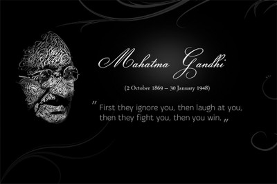 

BikriKendra mahatma gandhi first they ignore you Poster Paper Print(18 inch X 12 inch, Rolled)