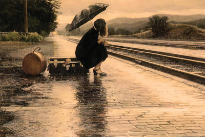 

RadhaKripa alone girl in umbrella poster Poster Paper Print(18 inch X 12 inch, Rolled)