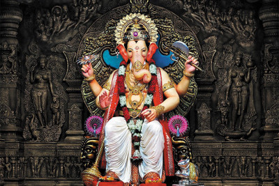 

lalbagh badsha ganesha Paper Print(18 inch X 12 inch, Rolled)