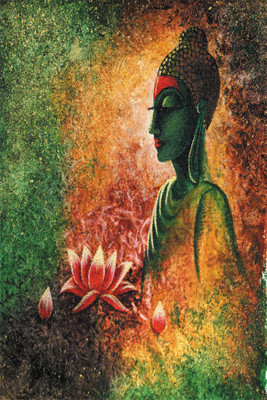 

RadhaKripa lotus budha Poster Paper Print(18 inch X 12 inch, Rolled)