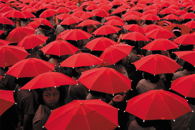

RadhaKripa red umbrellas for decor romm wall Poster Paper Print(18 inch X 12 inch, Rolled)