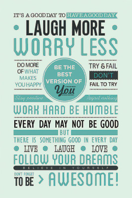 

RadhaKripa laugh more worry less Poster Paper Print(18 inch X 12 inch, Rolled)