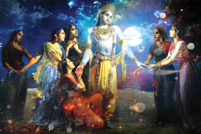 

RadhaKripa lord krishna with gopis Poster Paper Print(18 inch X 12 inch, Rolled)