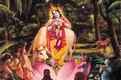 

BikriKendra krishna playing his flut Poster Paper Print(18 inch X 12 inch, Rolled)