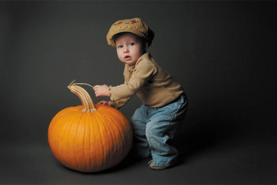 BikriKendra cute baby with pumpkin Poster Paper Print(18 inch X 12 inch, Rolled)