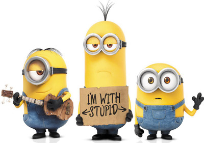 

RadhaKripa minions i m with stupid Poster Paper Print(18 inch X 12 inch, Rolled)