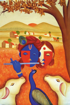 

RadhaKripa lord radha krishna painting poster Poster Paper Print(18 inch X 12 inch, Rolled)