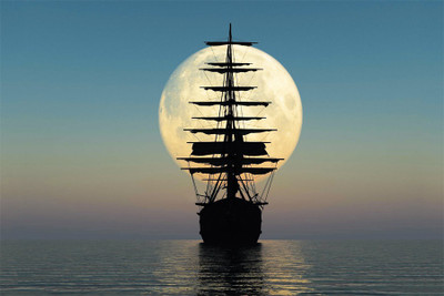 

moon boat Paper Print(18 inch X 12 inch, Rolled)