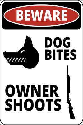 

RadhaKripa Warning- Dog Bites Owner Shots Paper Print(18 inch X 12 inch, Rolled)
