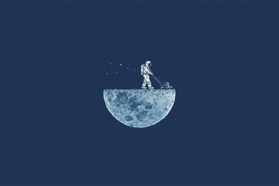 

RadhaKripa astronaut mowing the moon Poster Paper Print(18 inch X 12 inch, Rolled)