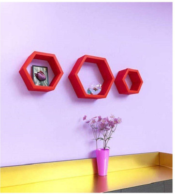

Wooden Art & Toys na MDF Wall Shelf(Number of Shelves - 3, Red)